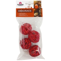 Dekorace - Lata Ball 4 cm - červený 4 ks - balení