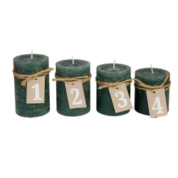 Svíčka adventní schody 60x70/80/90/100 mm rustik- zelená