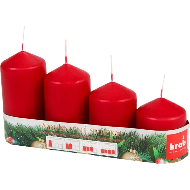 Svíčka adventní schody 50x60/75/90/105 mm - bordó